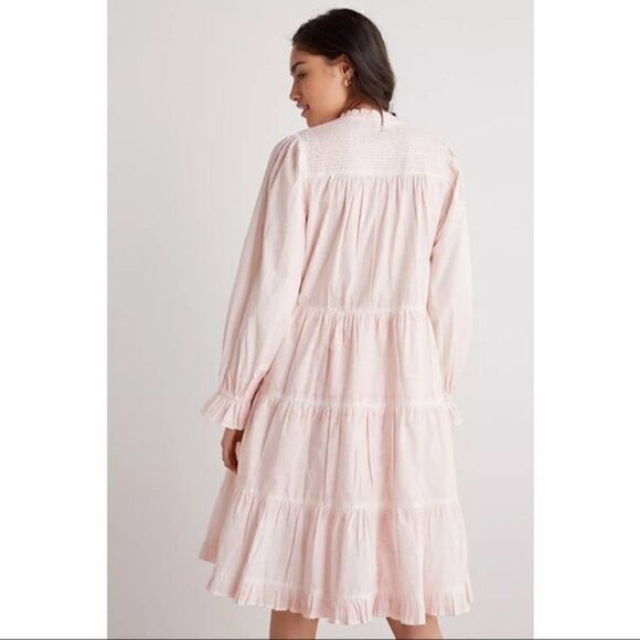 NEW Anthropologie Othilia Pink Desdemona Tiered Puffed Sleeved Mini Dress Small - Picture 4 of 4
